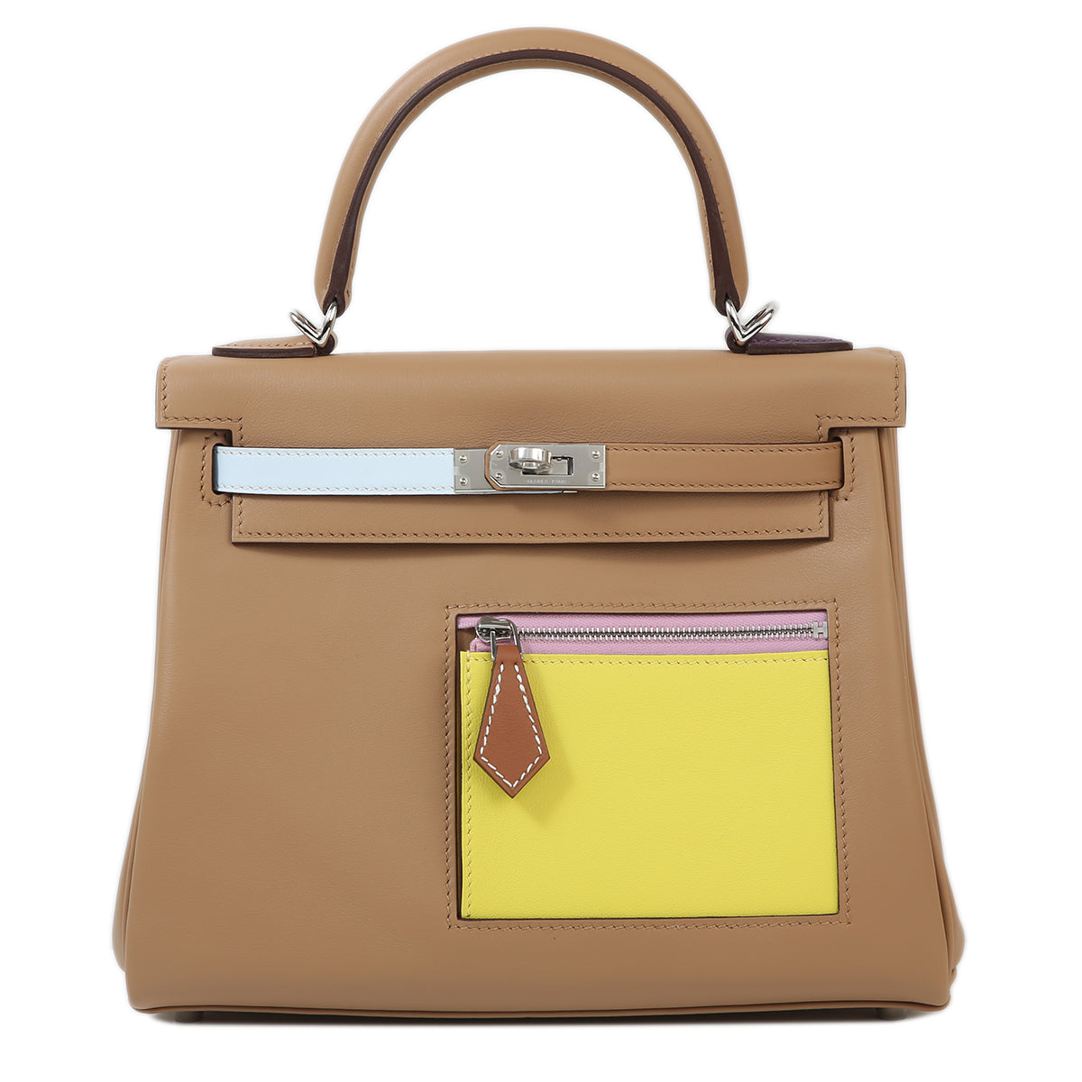 Brand New In Box Hermes Kelly 25 Colormatic Nata/Chai Swift