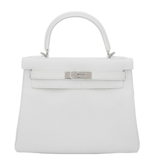 HERMÈS KELLY IN NEW WHITE CLEMENCE LEATHER