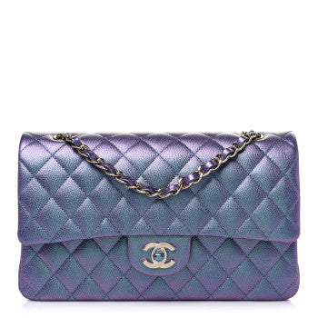 CHANEL IRIDESCENT CAVIAR QUILTED BAG IN DARK BLUE