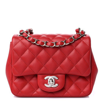 CHANEL LAMBSKIN QUILTED MINI BAG IN DARK RED