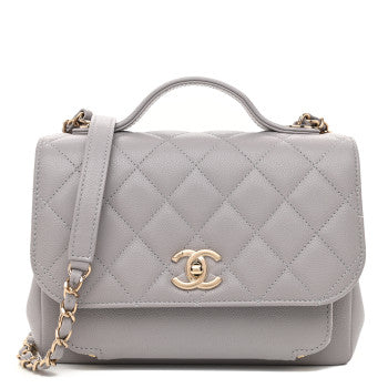CHANEL CAVIAR QUILTED BUSINESS AFFINITY FLAP BAG IN GREY