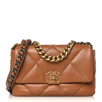 CHANEL LAMBSKIN QUILTED MEDIUM FLAP BAG IN BROWN